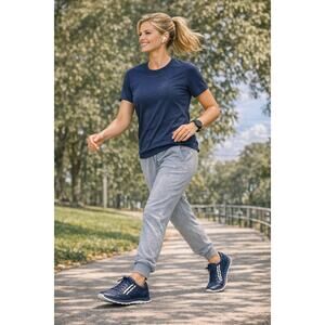 Tory Sport Ruffle Leather Sneakers Blue Designer Casual 7.5